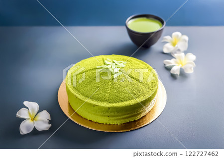 抹茶和抹茶蛋糕圖片素材 122727462