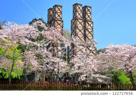 【靜岡縣】晴天的韭山反射爐和盛開的櫻花 122727656