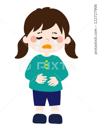 Vector illustration of a sad crying little girl 122727906