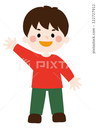Vector illustration of a boy laughing happily 122727912