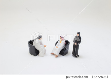 the Miniature Figures Depicting Arabian Gathering the Miniature Figures Depicting Arabian Gathering 122728081