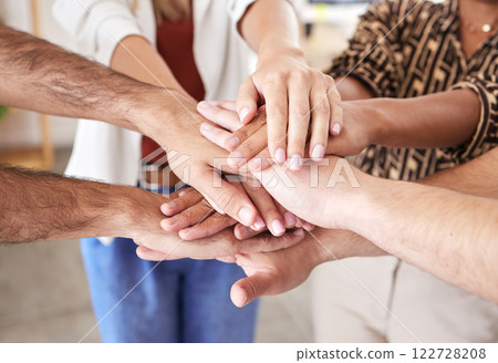 Teamwork hands, motivation and team building trust with mission for growth vision, partnership deal and goals support together. Circle to celebrate global community, group collaboration and diversity Teamwork hands, motivation and team building trust with mission for growth vision, partnership deal and goals support together. Circle to celebrate global community, group collaboration and diversity 122728208