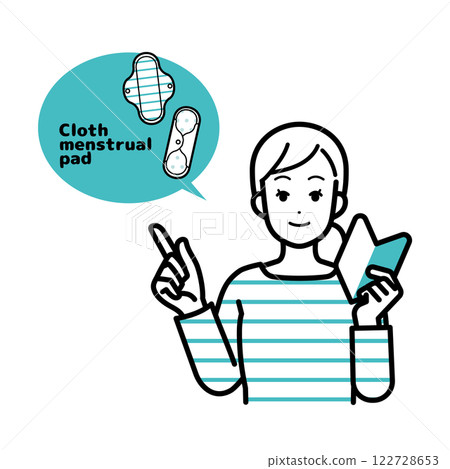 Illustration of a woman introducing sanitary products 122728653