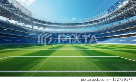 Football stadium outdoor green field sport tournament team Football stadium outdoor green field sport tournament team 122729174