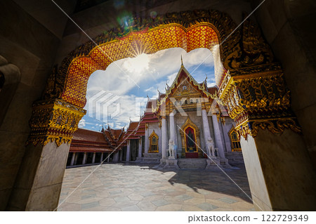 Marble Temple (Wat Benchamabophit) Wat Benchamabophit is one of the most popular places in Bangkok, Thailand, which is visited by tourists. Marble Temple (Wat Benchamabophit) Wat Benchamabophit is one of the most popular places in Bangkok, Thailand, which is visited by tourists. 122729349