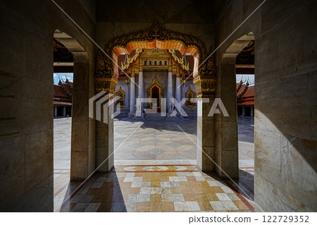 Marble Temple (Wat Benchamabophit) Wat Benchamabophit is one of the most popular places in Bangkok, Thailand, which is visited by tourists. Marble Temple (Wat Benchamabophit) Wat Benchamabophit is one of the most popular places in Bangkok, Thailand, which is visited by tourists. 122729352