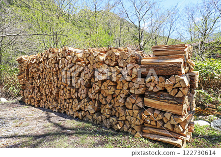 Preparing for winter: Stacks of firewood Preparing for winter: Stacks of firewood 122730614