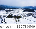 Snow-covered town on the west side of Lake Biwa in Shiga Prefecture, photographed by drone 122730649