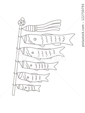 Simple and cute carp streamer illustration - line drawing Simple and cute carp streamer illustration - line drawing 122730793