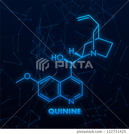 Glowing Quinine Molecule Structure on Dark Background 122731425