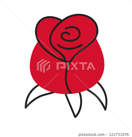 Red rose doodle flat style love isolated icon symbol of love Red rose doodle flat style love isolated icon symbol of love 122731876