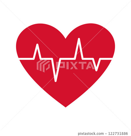 Heartbeat line in heart icon. Pulse Rate doodle flat style love isolated icon symbol of love Heartbeat line in heart icon. Pulse Rate doodle flat style love isolated icon symbol of love 122731886