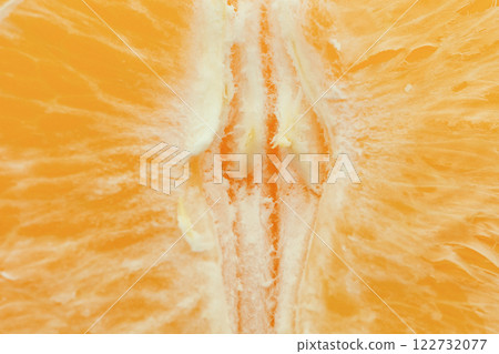 Detailed close-up photo of juicy orange slices. Citrus fruit macro photo like female vulva. Detailed close-up photo of juicy orange slices. Citrus fruit macro photo like female vulva. 122732077