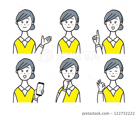 簡單線條畫插畫素材集年輕女性指南圖標 122732222