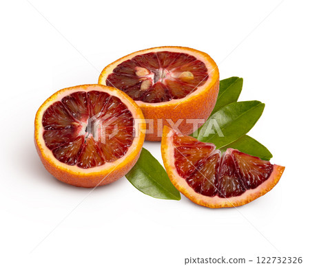 Blood red oranges sliced isolated with clipping path. Full depth of field Blood red oranges sliced isolated with clipping path. Full depth of field 122732326