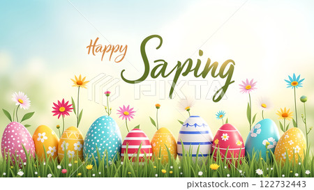 happy easter egg spring background 122732443