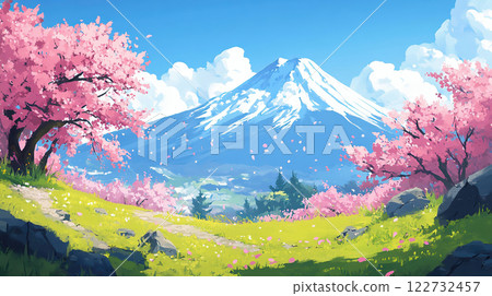 Cherry blossom and Mt. Fuji scenery 122732457