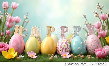happy holiday easter egg spring background 122732542