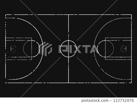 Basketball court plan black board by chalk 122732878