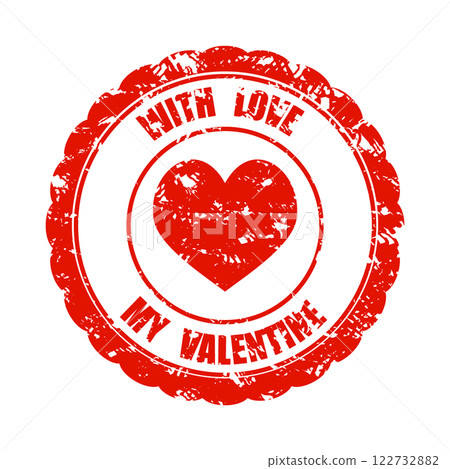 Rubber stamp with love my valentine and red heart Rubber stamp with love my valentine and red heart 122732882