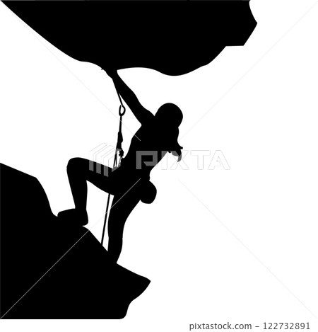 Girl climber black silhouette outdoor climbing banner 122732891