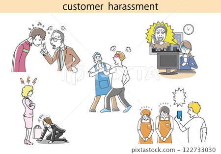 Customer harassment illustration set 122733030