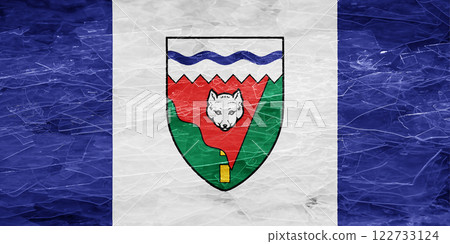 Official flag of Northwest Territories. Canada. Conceptual collage on ice texture Official flag of Northwest Territories. Canada. Conceptual collage on ice texture 122733124