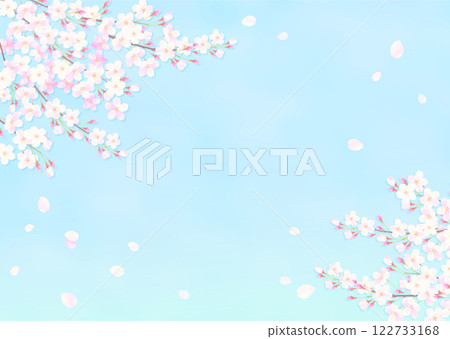 Background illustration of cherry blossoms in full bloom and blue sky 122733168