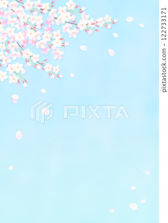 盛開的櫻花和藍天的背景插圖 盛開的櫻花和藍天的背景插圖 122733171