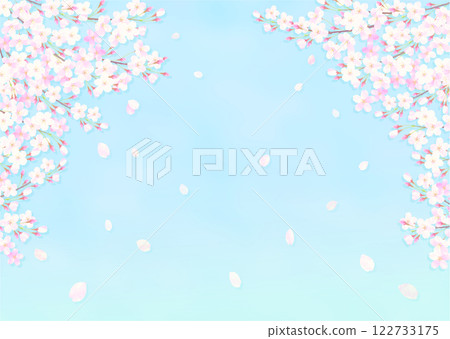 Background illustration of cherry blossoms in full bloom and blue sky 122733175