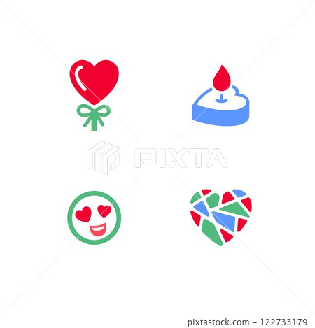 Set icons or Valentines day symbols, holiday signs designed for celebration 122733179