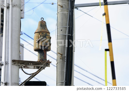 Keifuku Electric Railway's Nishinoyoji railroad crossing, where a retro electric bell-style alarm remains 122733585