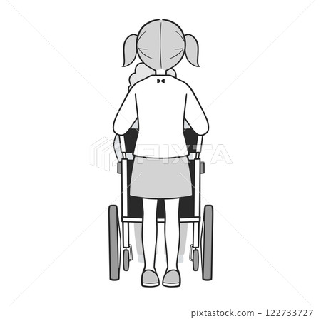 Young Carer Monochrome illustration of a child pushing a wheelchair Young Carer Monochrome illustration of a child pushing a wheelchair 122733727