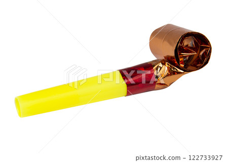 Party foil horn noisemaker isolated on the white background 122733927