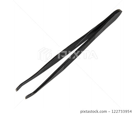Stainless tweezers for beauty isolated on the white background 122733954