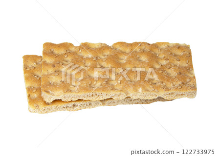 Premium crispbread with sesame seeds isolated on the white background 122733975