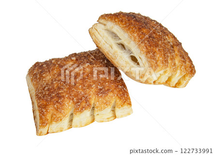 Puff pastries baked cookies isolated on the white background Puff pastries baked cookies isolated on the white background 122733991