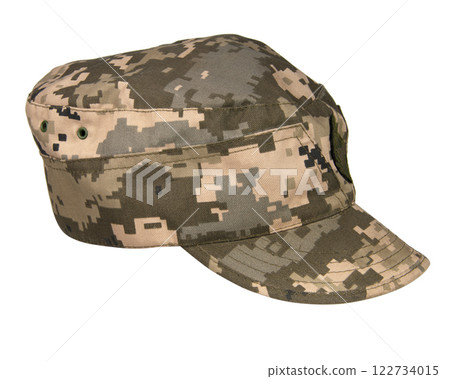 Pixel military cap uniform isolated on the white background 122734015