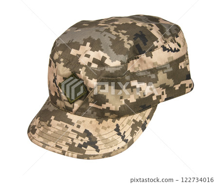 Pixel military cap uniform isolated on the white background 122734016