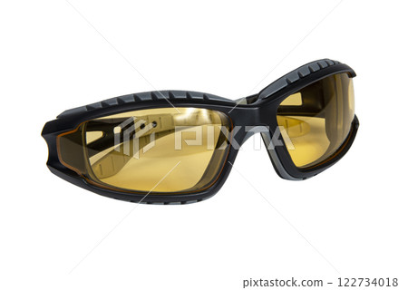 Tactical yellow glasses isolated on the white background 122734018