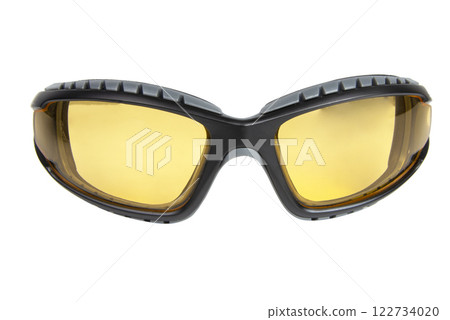 Tactical yellow glasses isolated on the white background 122734020