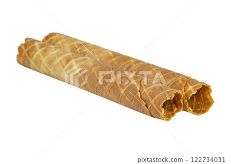 Wafer crispy stick tube isolated on the white background 122734031