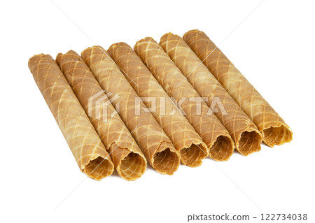Wafer crispy stick tube isolated on the white background 122734038