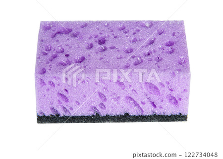 Violet dish cleaning wash sponge isolated on the white background Violet dish cleaning wash sponge isolated on the white background 122734048