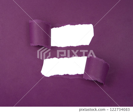 Purple torn paper hole space for text background Purple torn paper hole space for text background 122734083