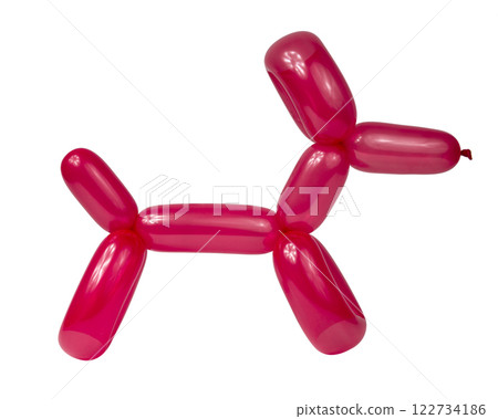 Red balloon dog model party fun isolated on the white background 122734186