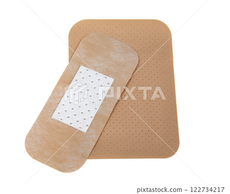 Brown elastic plaster sticky isolated on the white background Brown elastic plaster sticky isolated on the white background 122734217