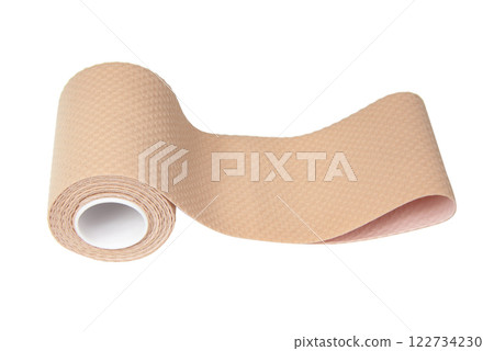 Bandage medical tape beige rolled isolated on the white background Bandage medical tape beige rolled isolated on the white background 122734230