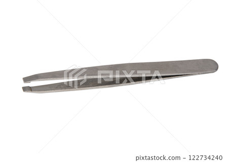 Stainless tweezers for beauty isolated on the white background 122734240