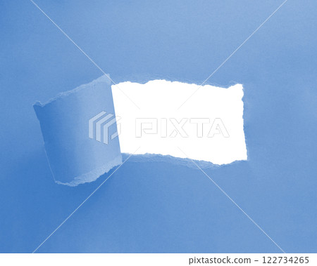 Paper blue color background with hole copyspace Paper blue color background with hole copyspace 122734265
